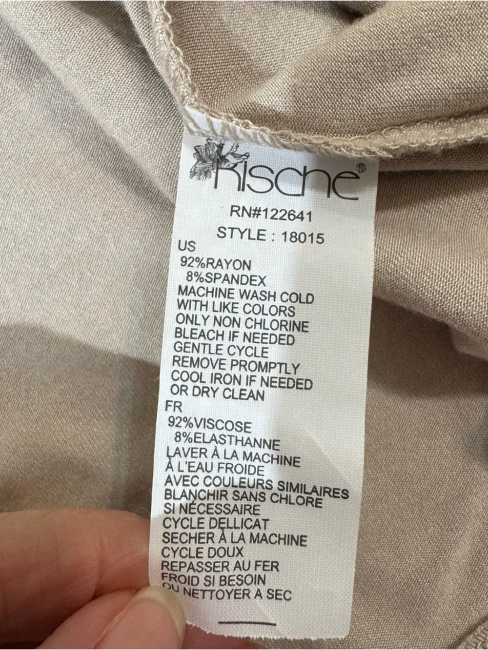 NWOT Kische Beige Ruffle V-Neck Short Sleeve Top Large